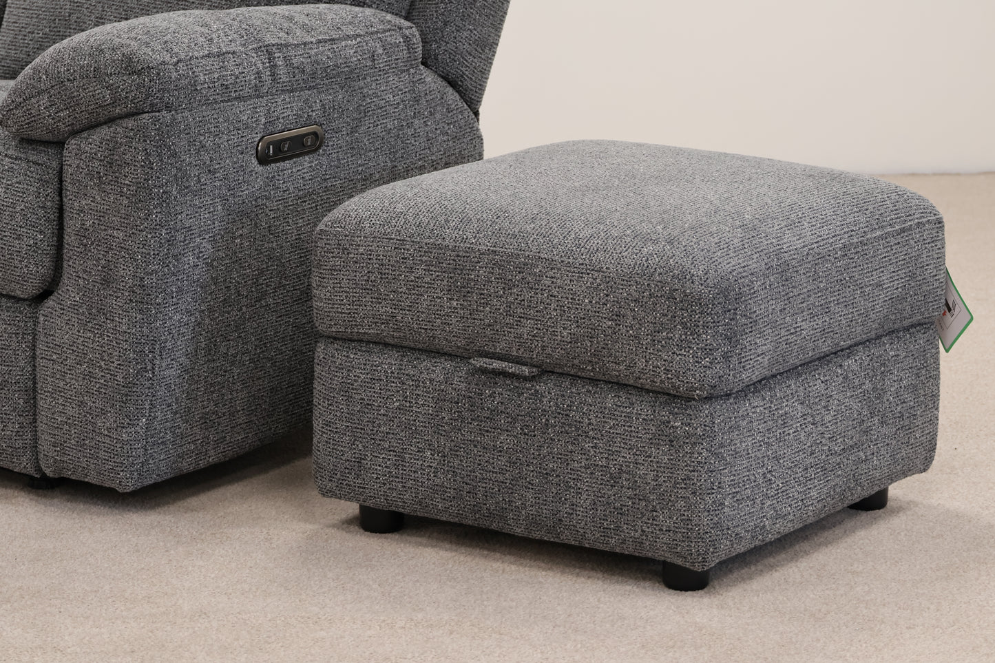 Grey Electric Recliner with Footstool