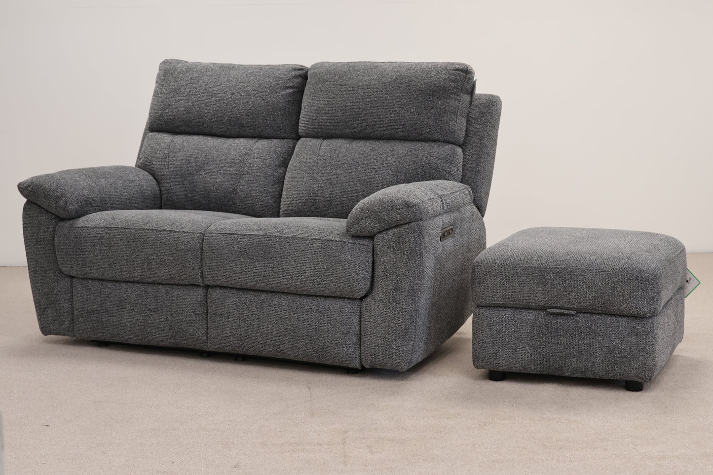 Grey Electric Recliner with Footstool