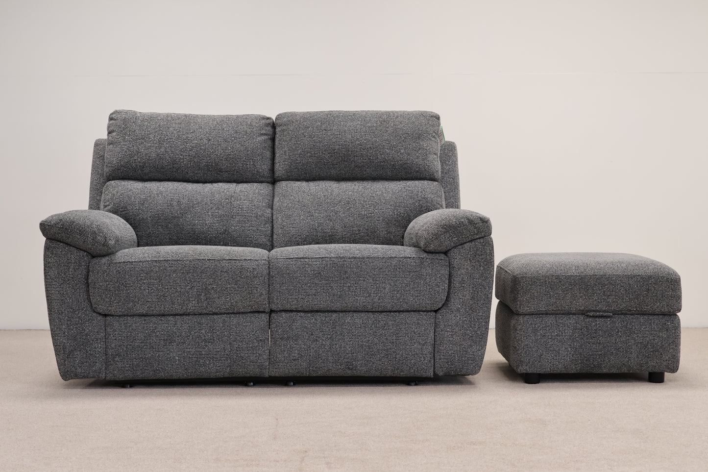 Grey Electric Recliner with Footstool