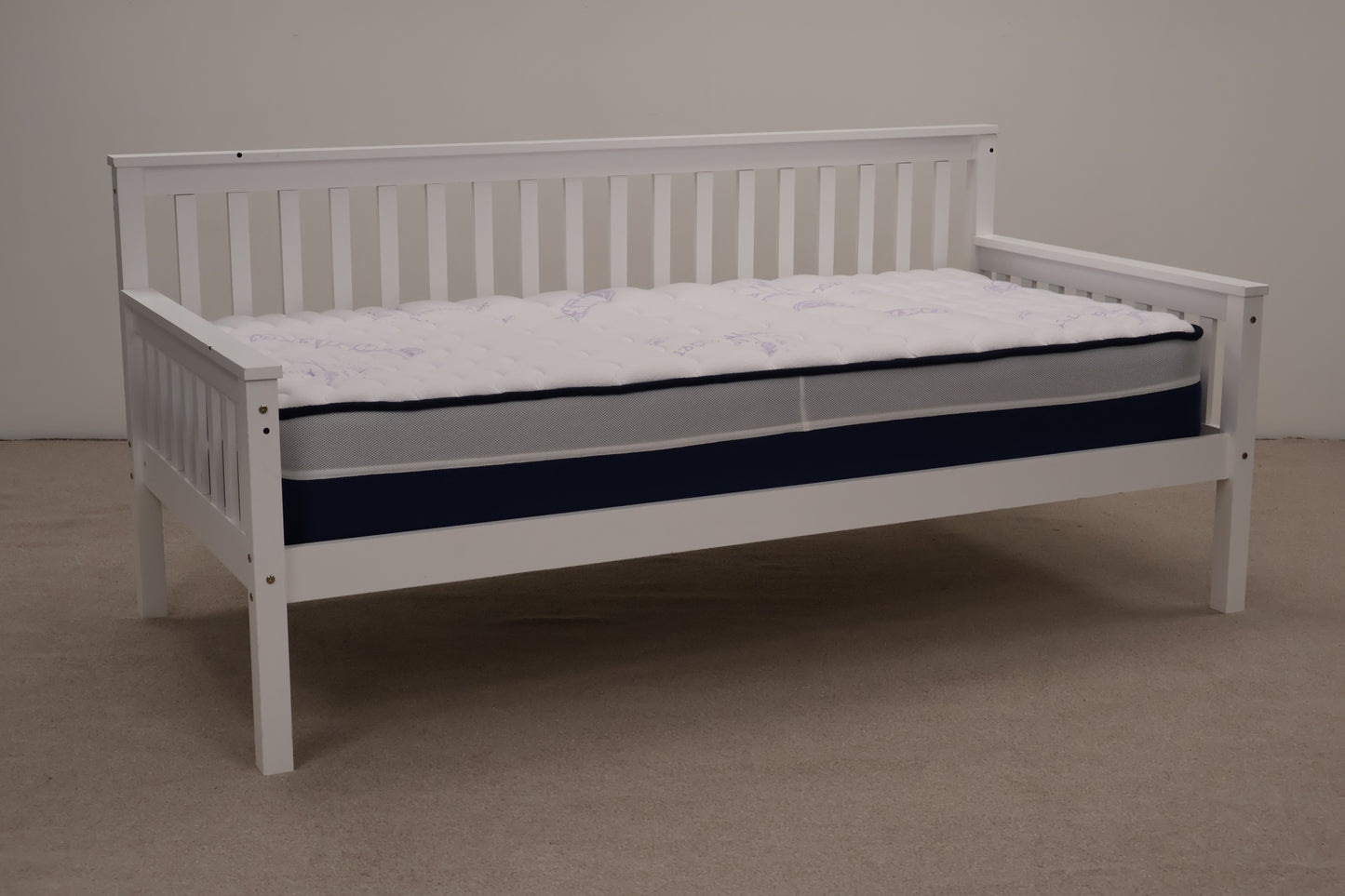 White Single Bed with Mattress