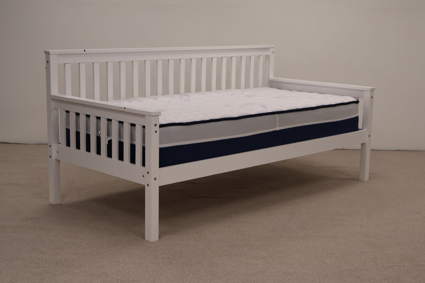 White Single Bed with Mattress