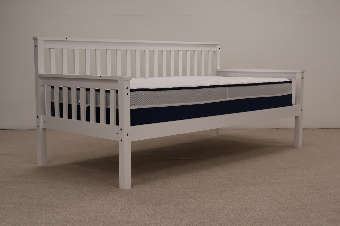 White Single Bed with Mattress