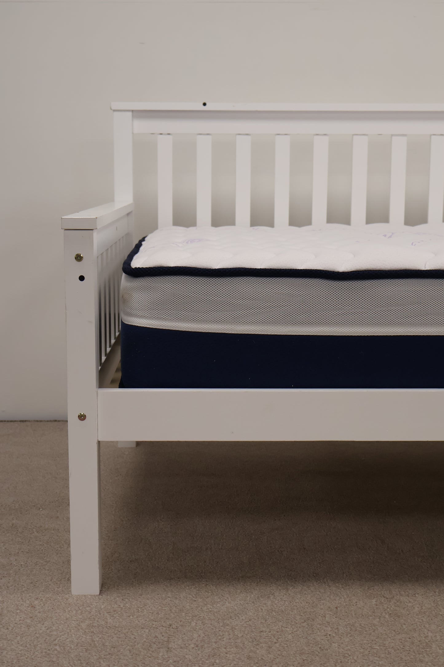 White Single Bed with Mattress