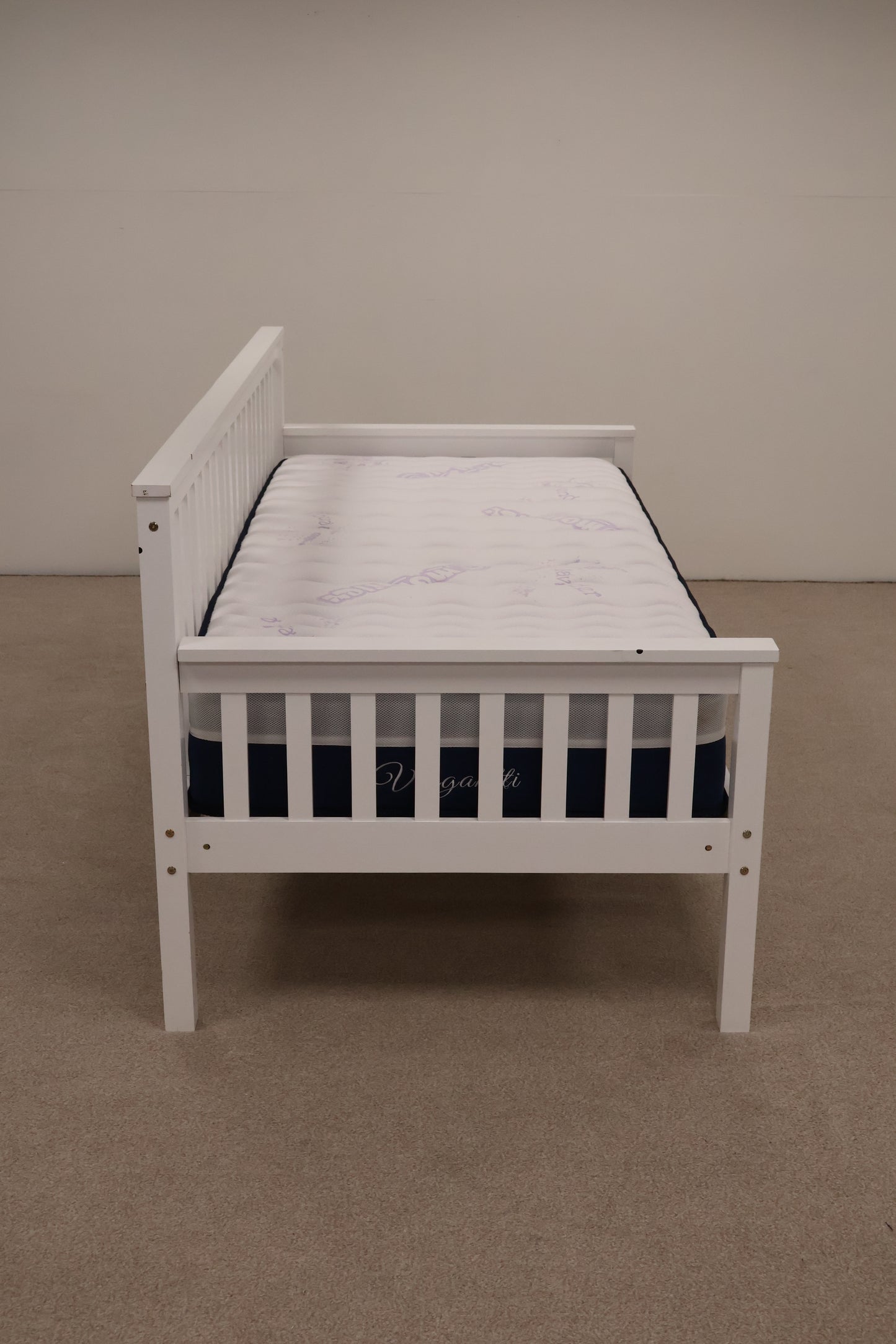 White Single Bed with Mattress