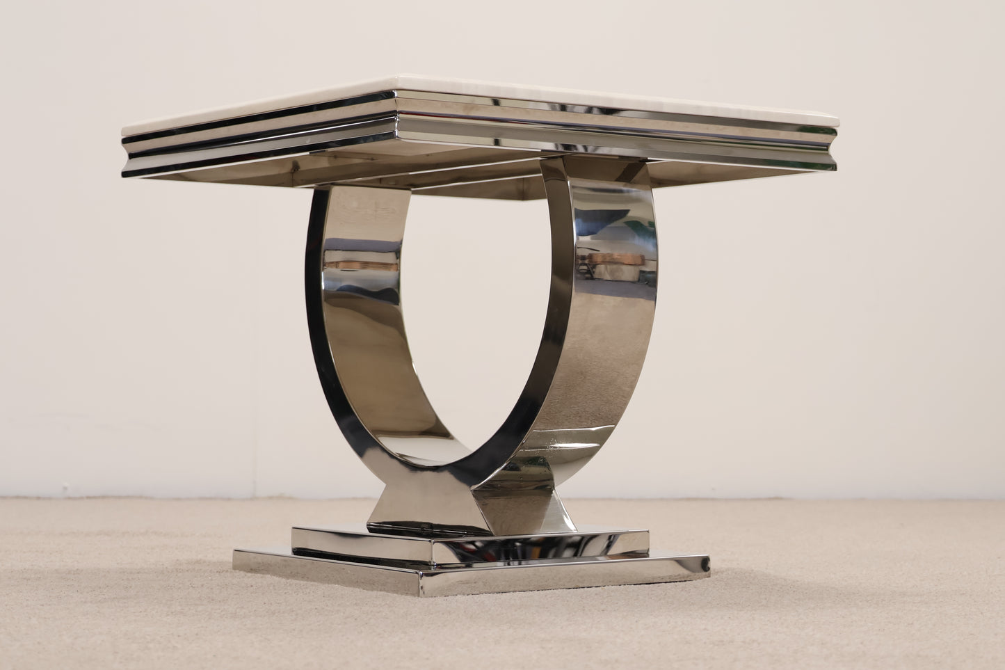 Chrome and Marble Table by Vida Living