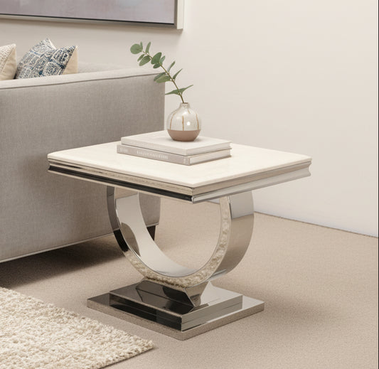 Chrome and Marble Table by Vida Living