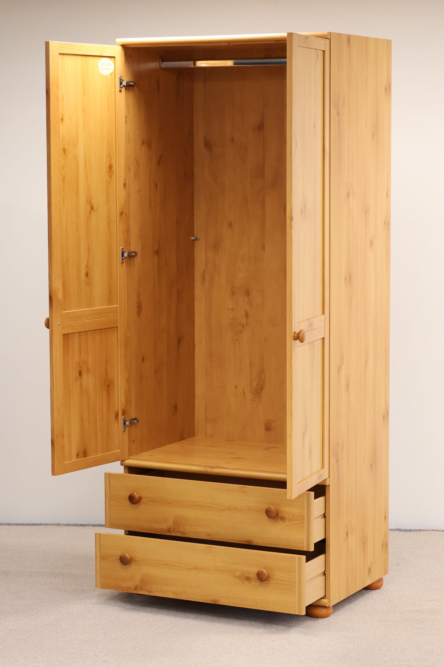 Pine Effect Double Wardrobe by Alstons Furniture