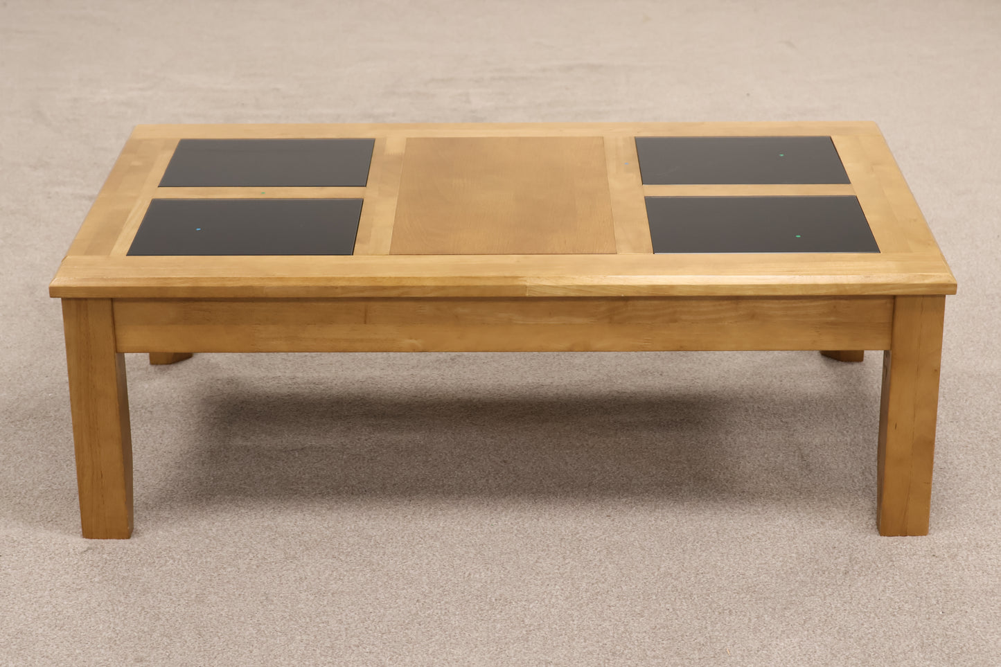 Coffee Table with Black Glass Inserts