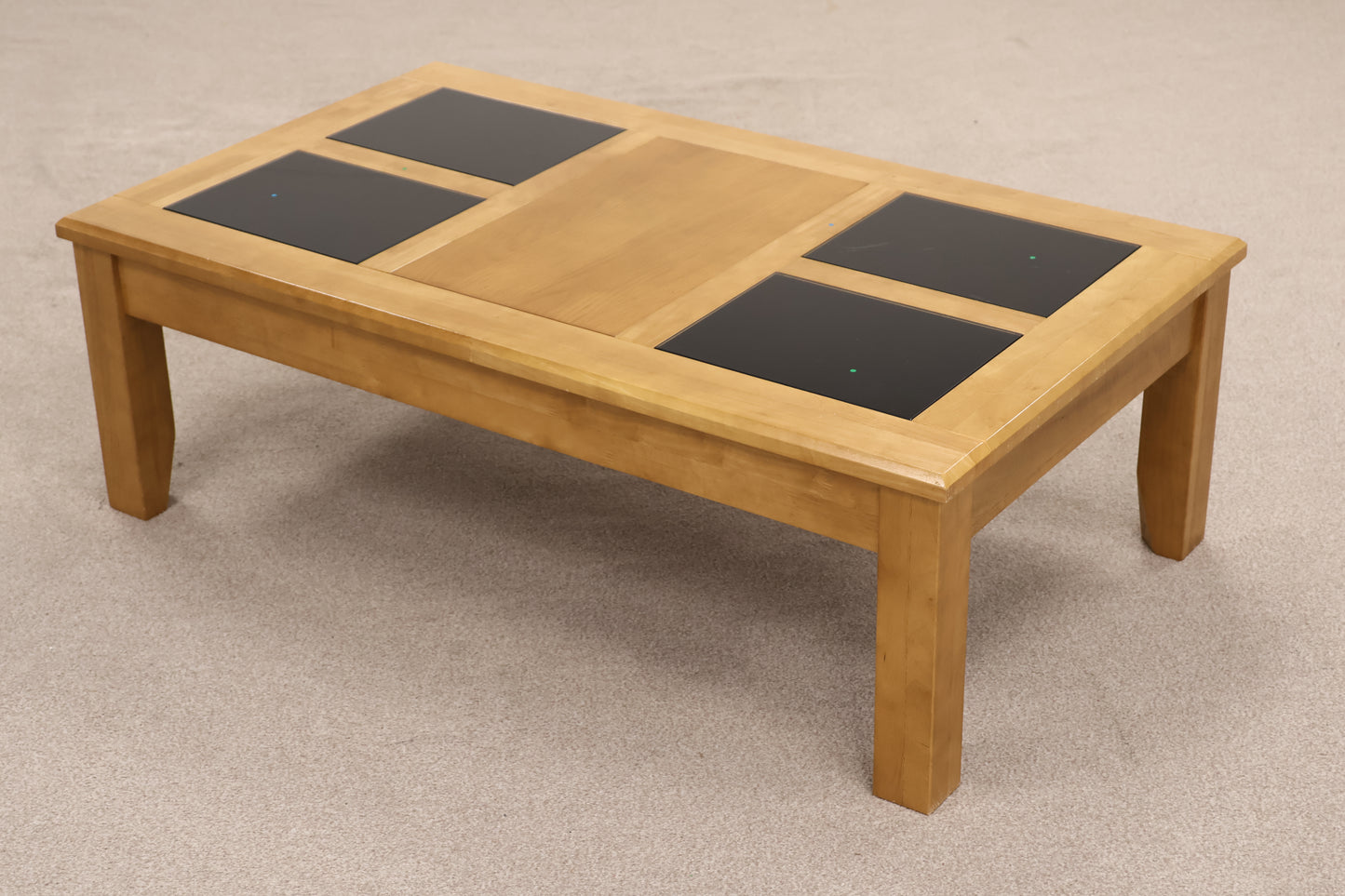Coffee Table with Black Glass Inserts