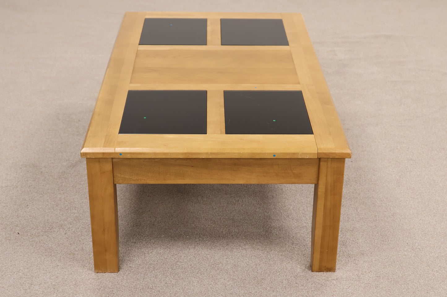 Coffee Table with Black Glass Inserts