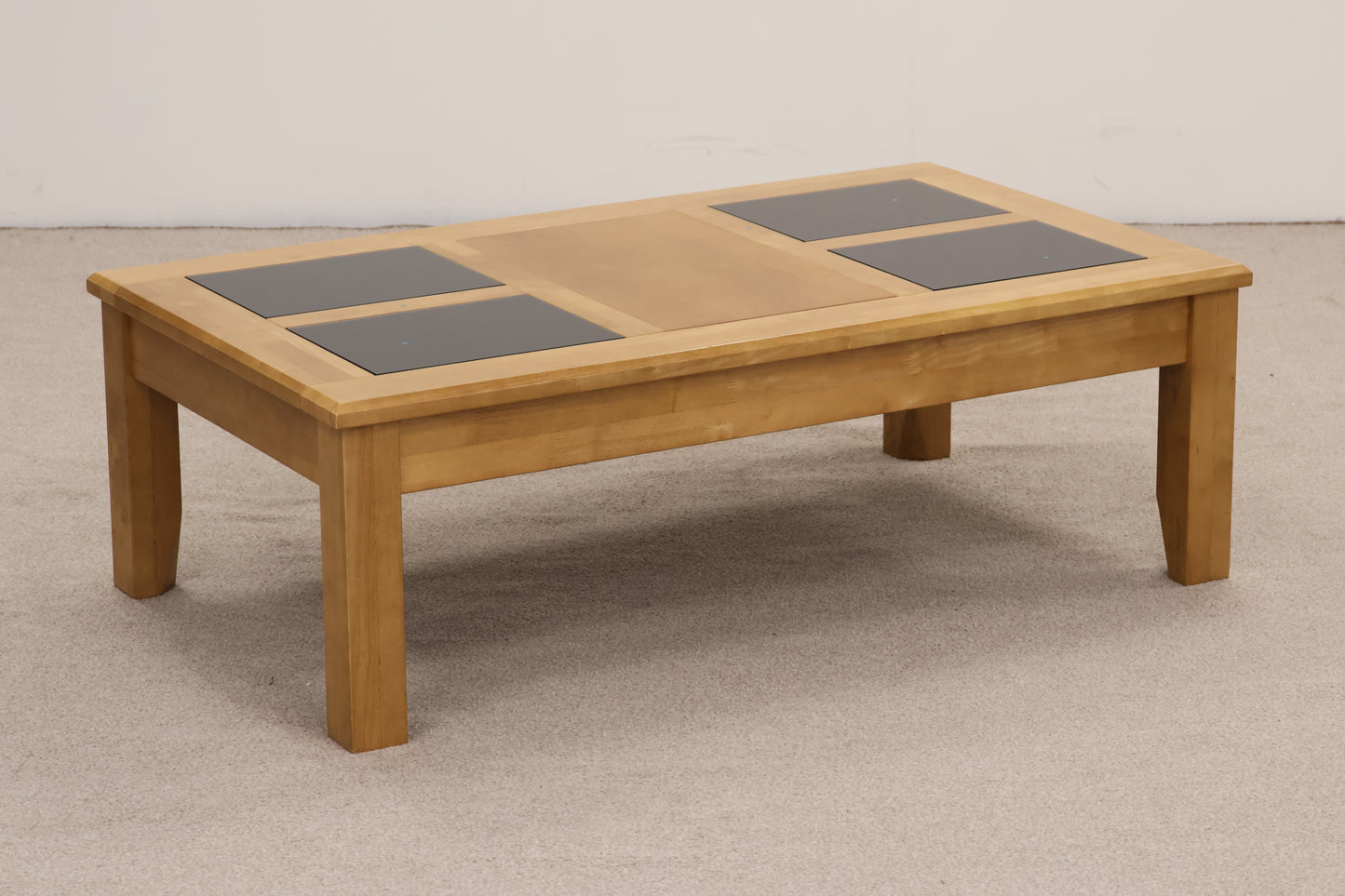 Coffee Table with Black Glass Inserts