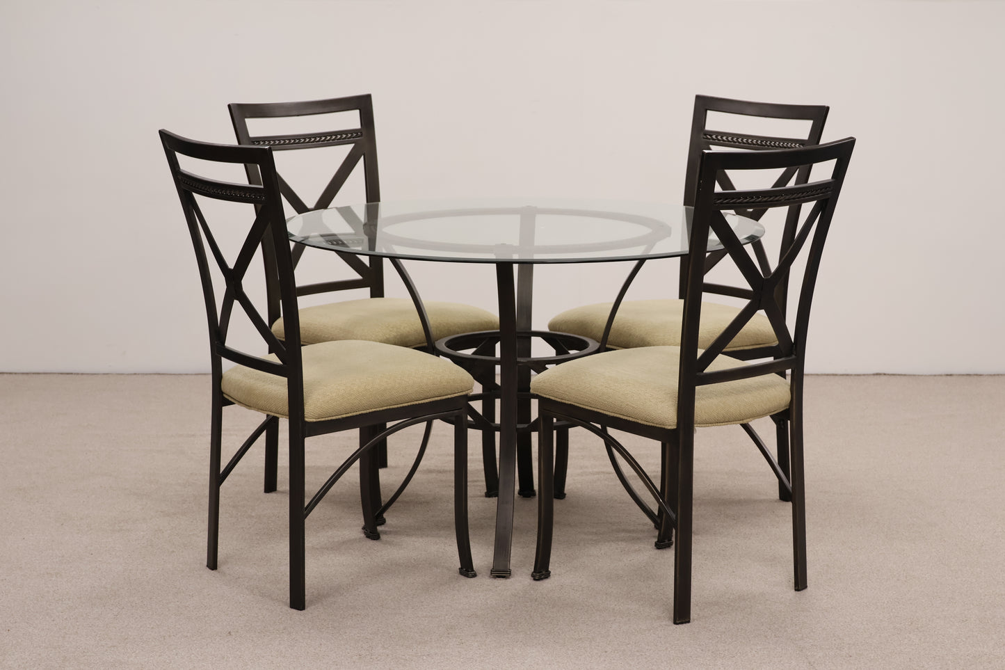 Circular Glass Dining Table & Chairs