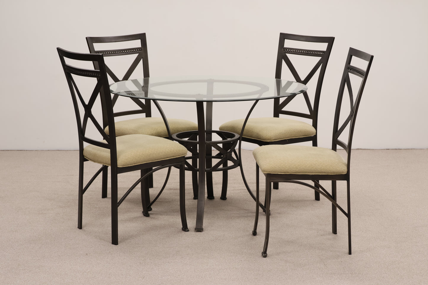 Circular Glass Dining Table & Chairs
