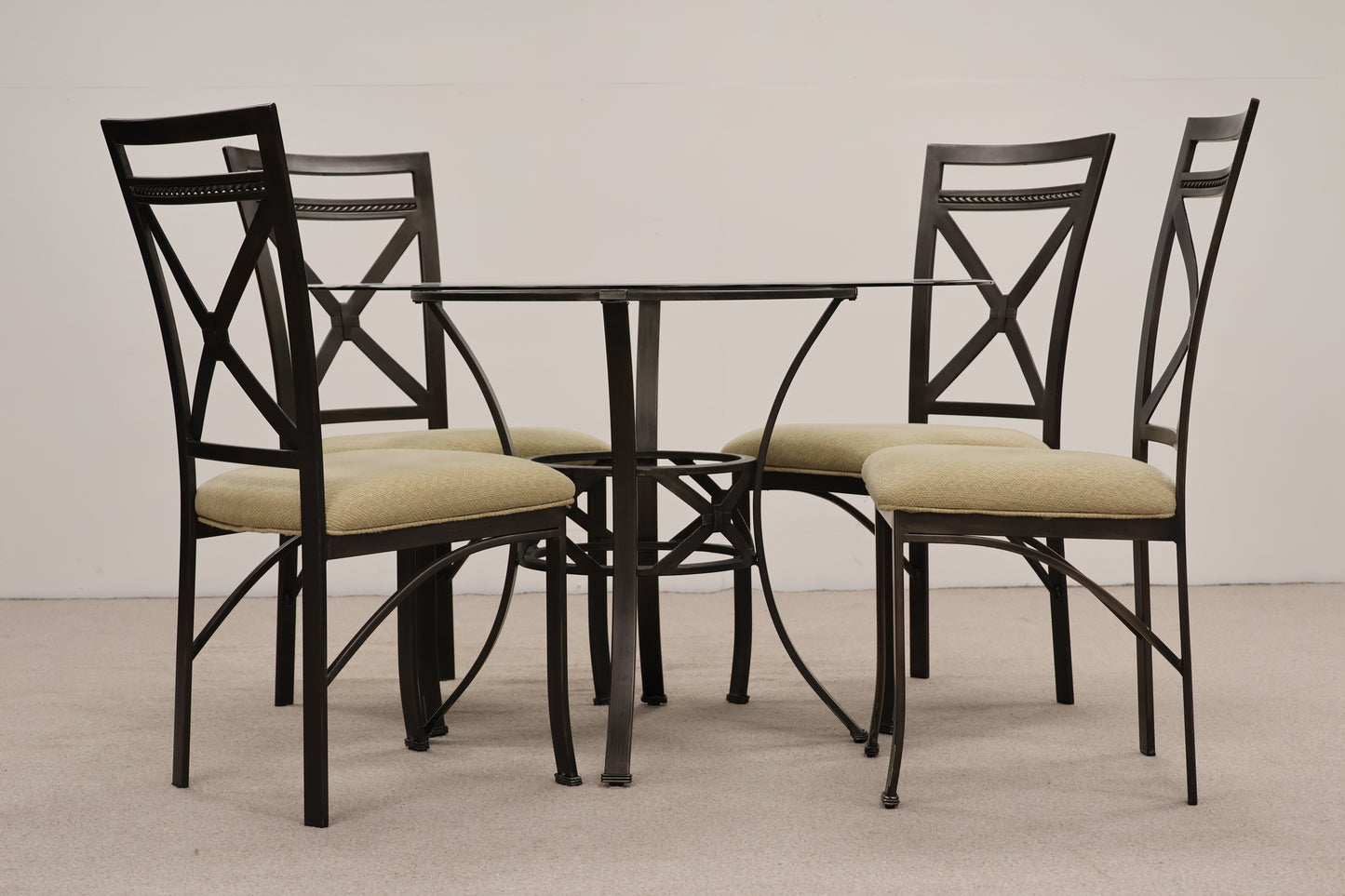 Circular Glass Dining Table & Chairs