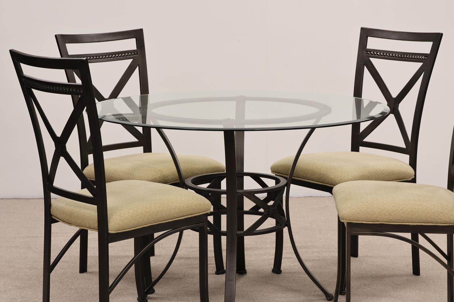 Circular Glass Dining Table & Chairs