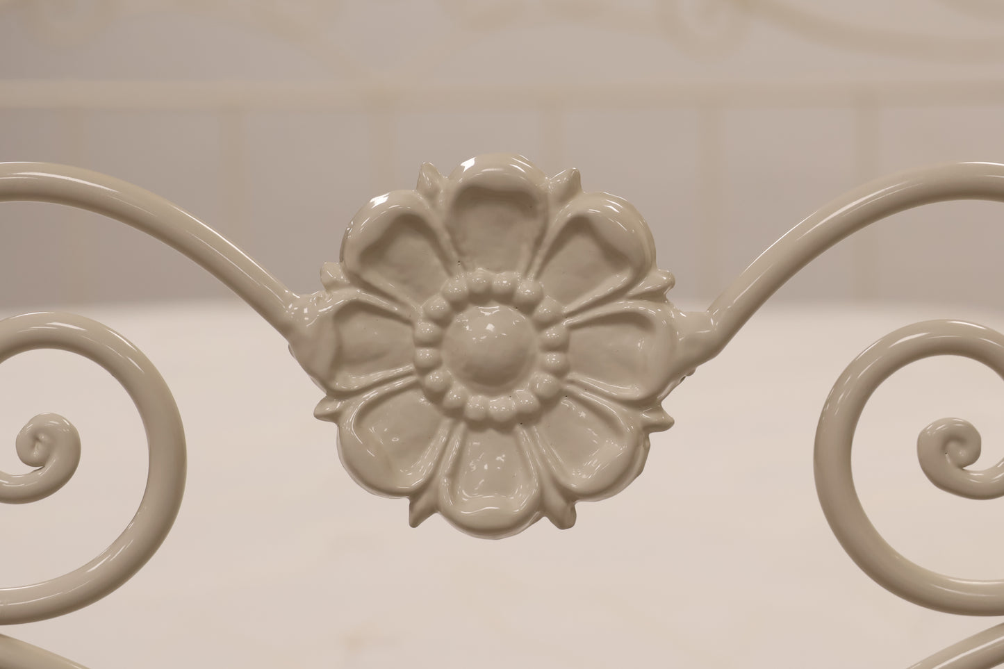 King Size Ivory Bed with Mattress by Sealy