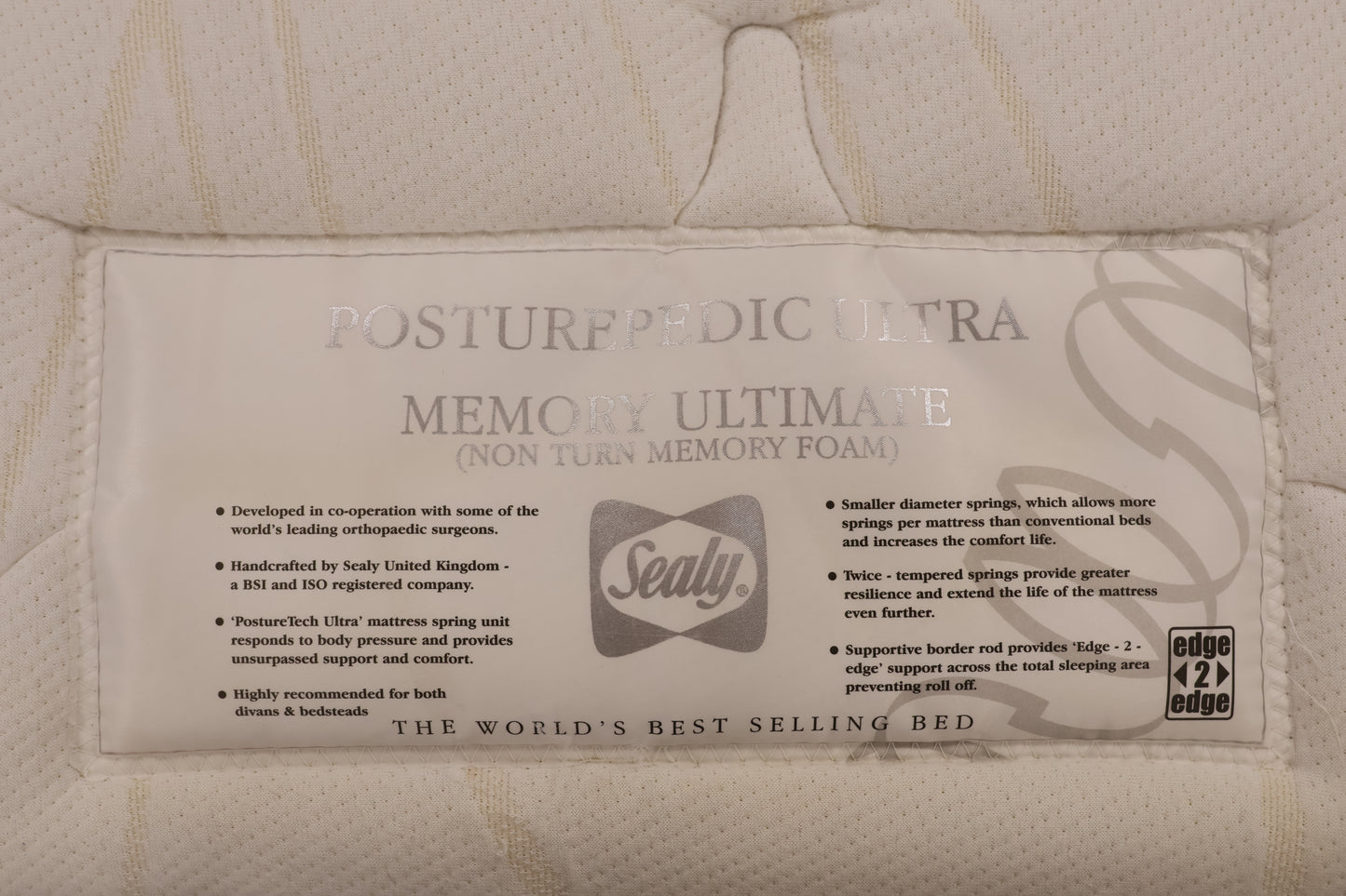 King Size Ivory Bed with Mattress by Sealy