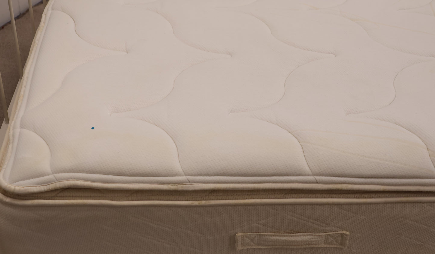 King Size Ivory Bed with Mattress by Sealy