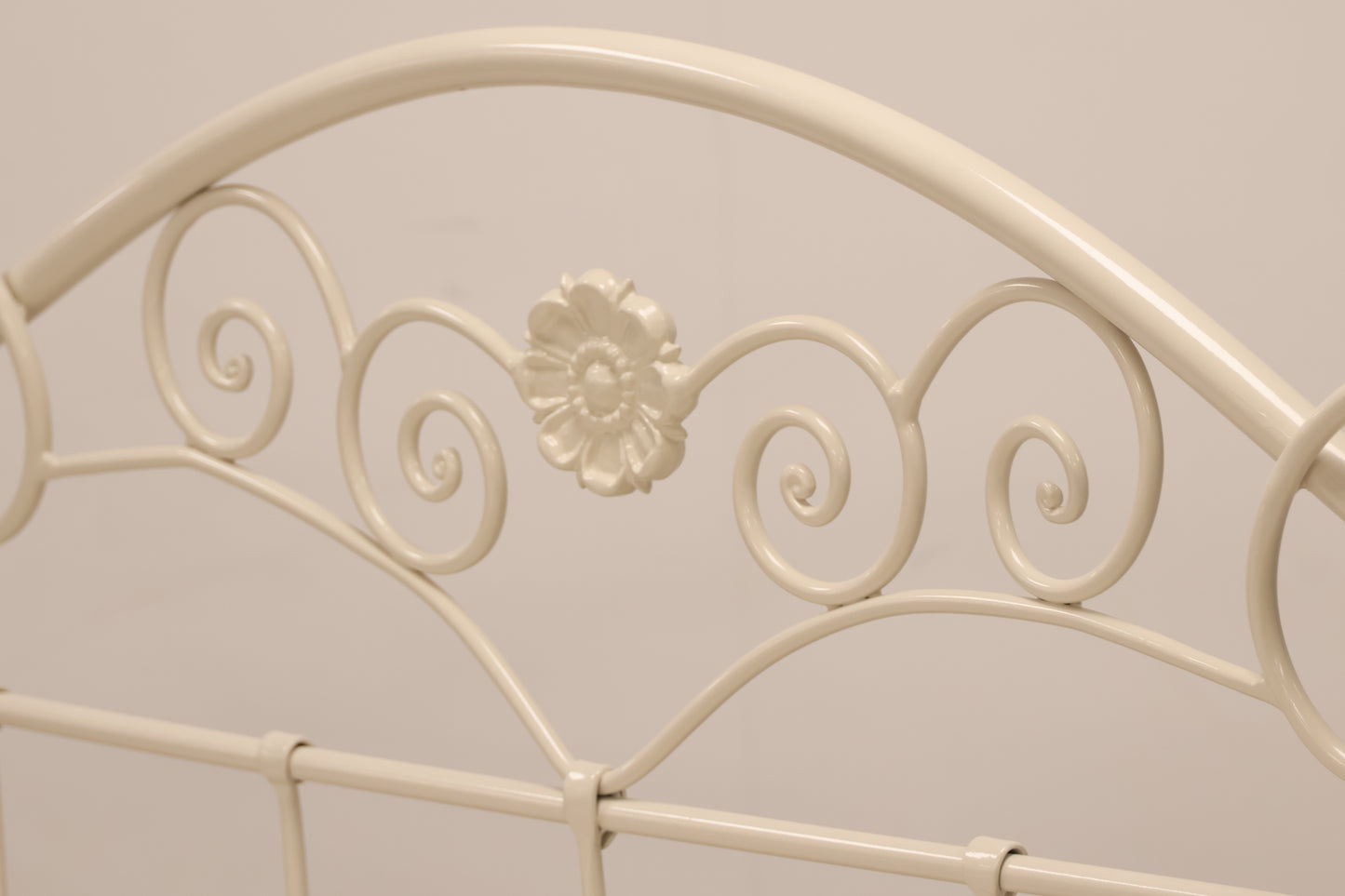 King Size Ivory Bed with Mattress by Sealy