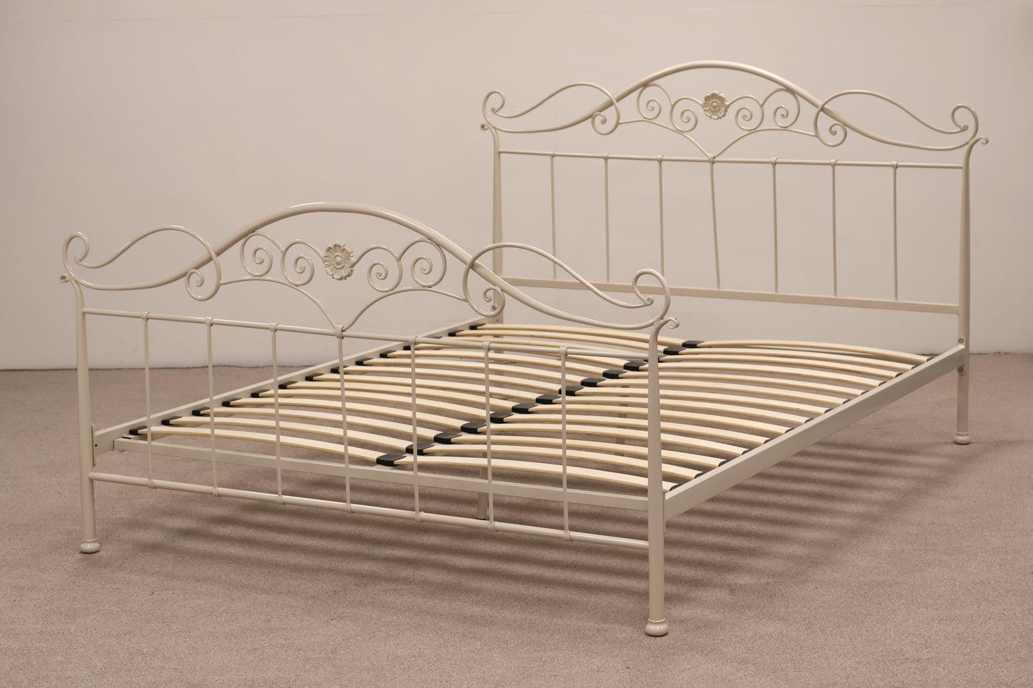 King Size Ivory Bed with Mattress by Sealy