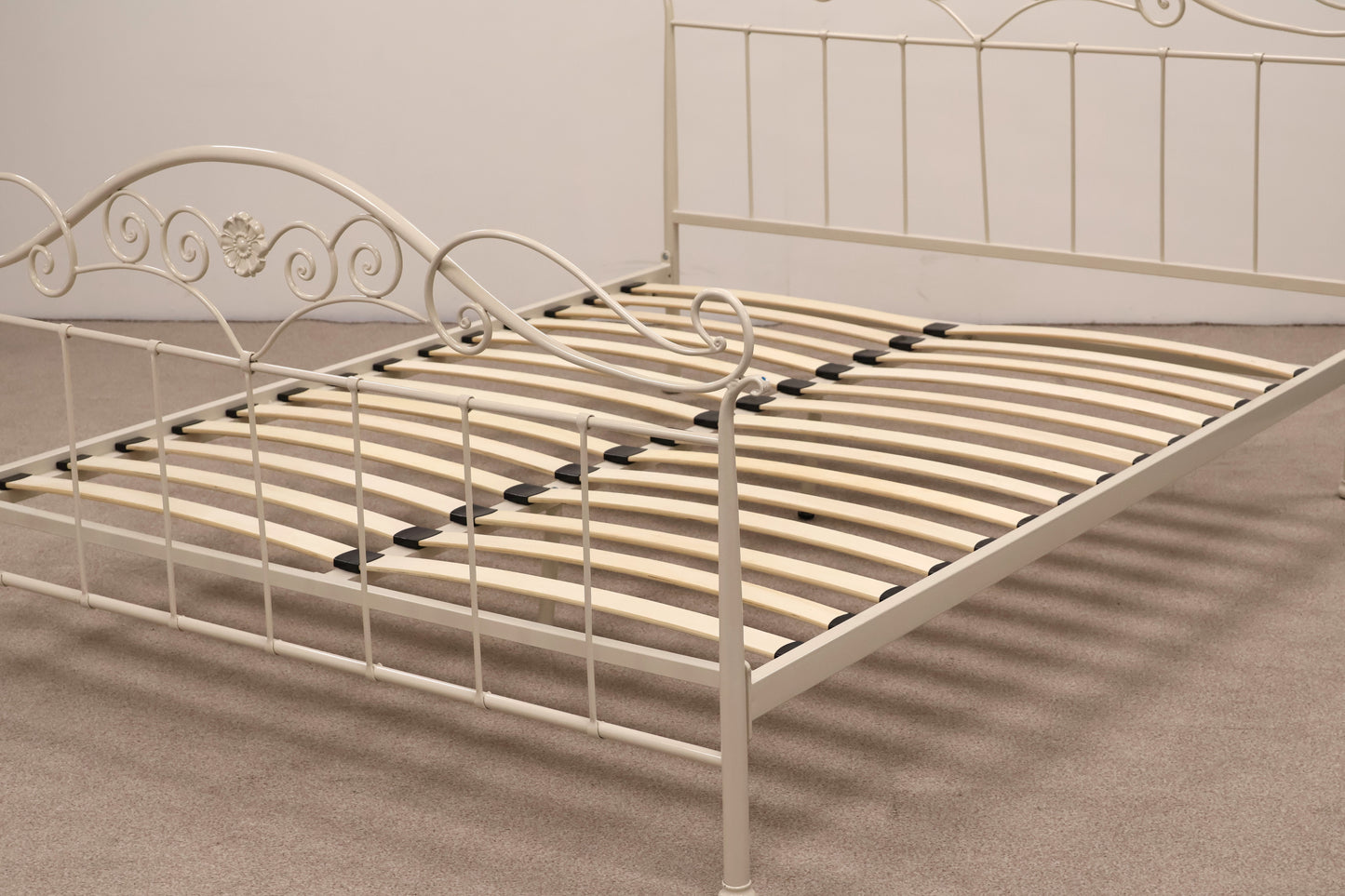 King Size Ivory Bed with Mattress by Sealy