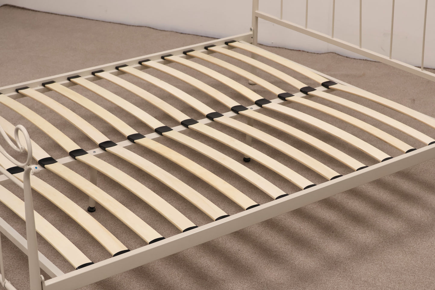 King Size Ivory Bed with Mattress by Sealy