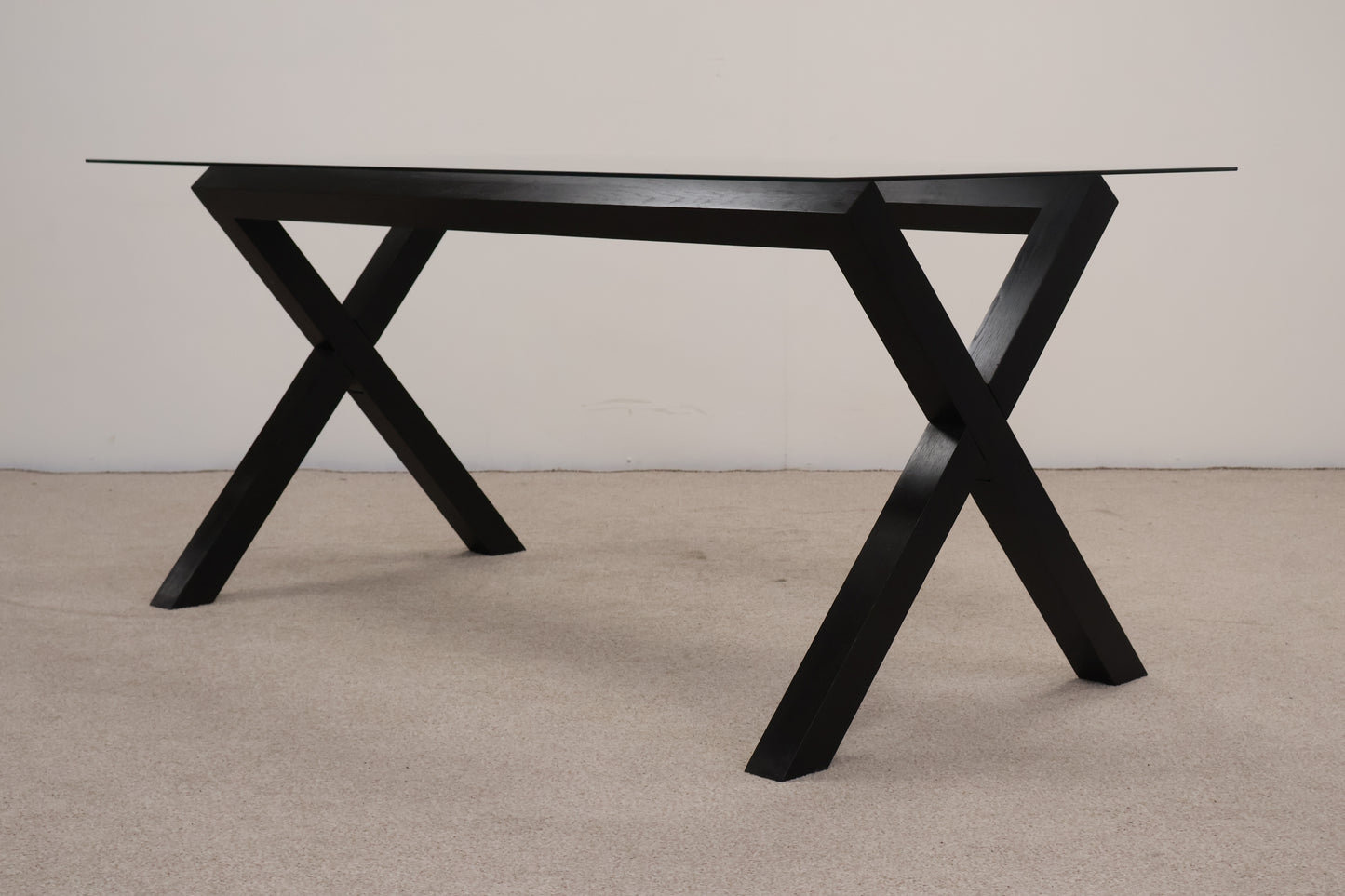 Glass Dining Table with Dark Wooden Base