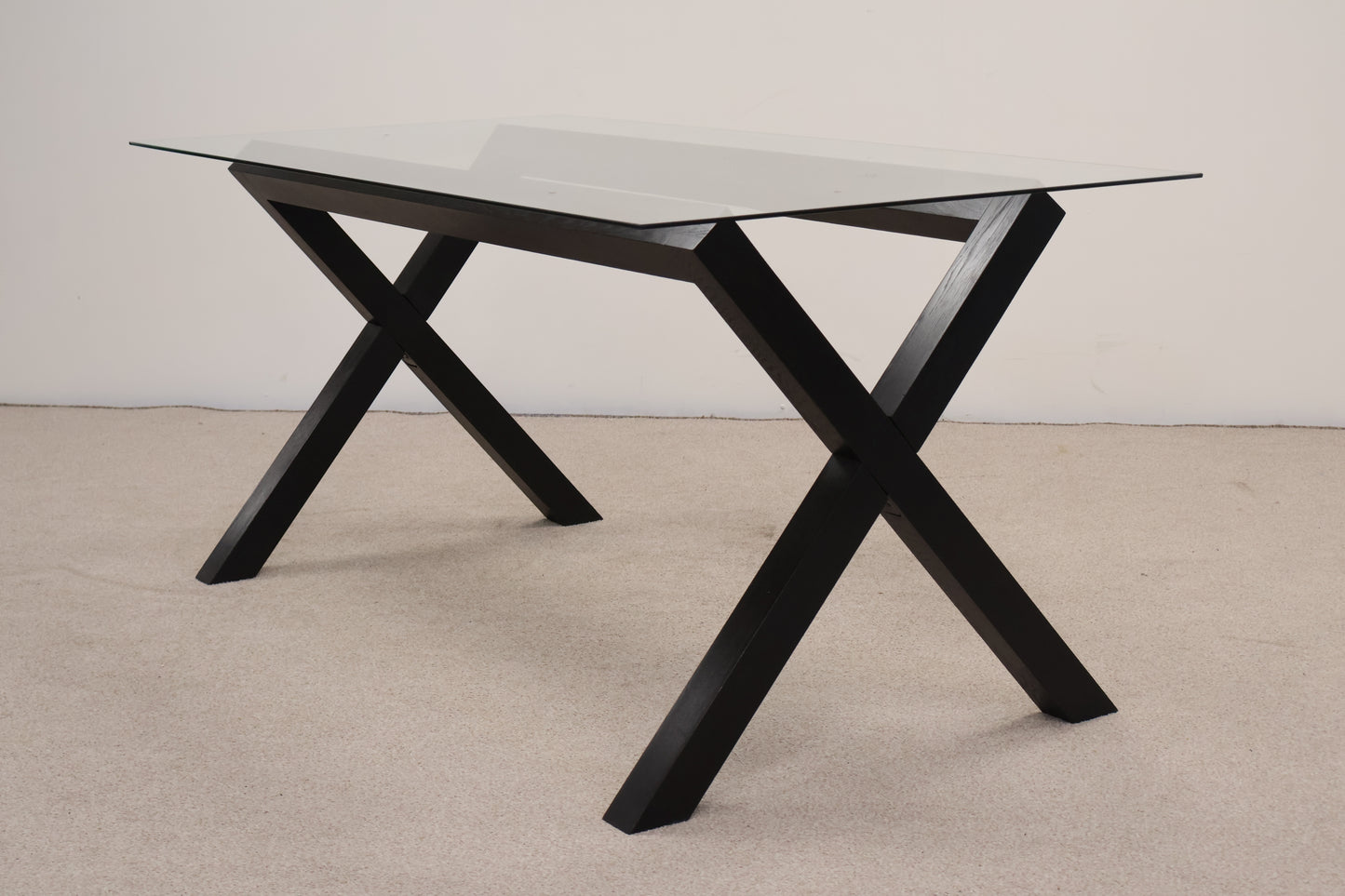Glass Dining Table with Dark Wooden Base