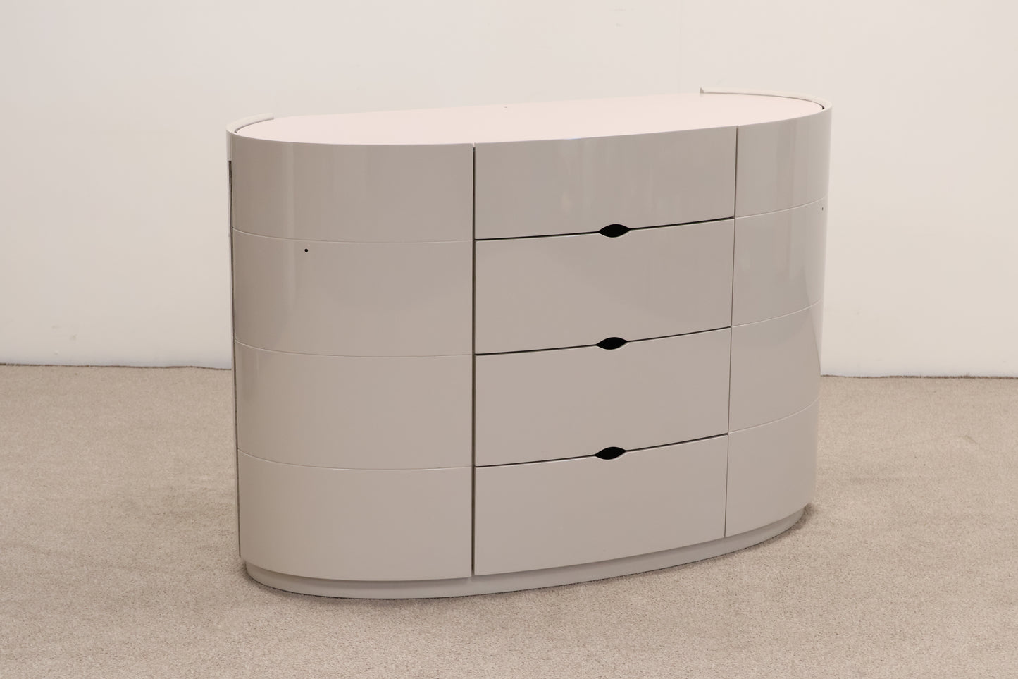 Taupe Chest of Drawers with Glass Top