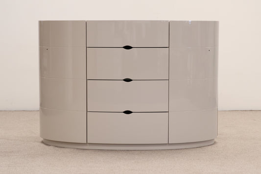 Taupe Chest of Drawers with Glass Top
