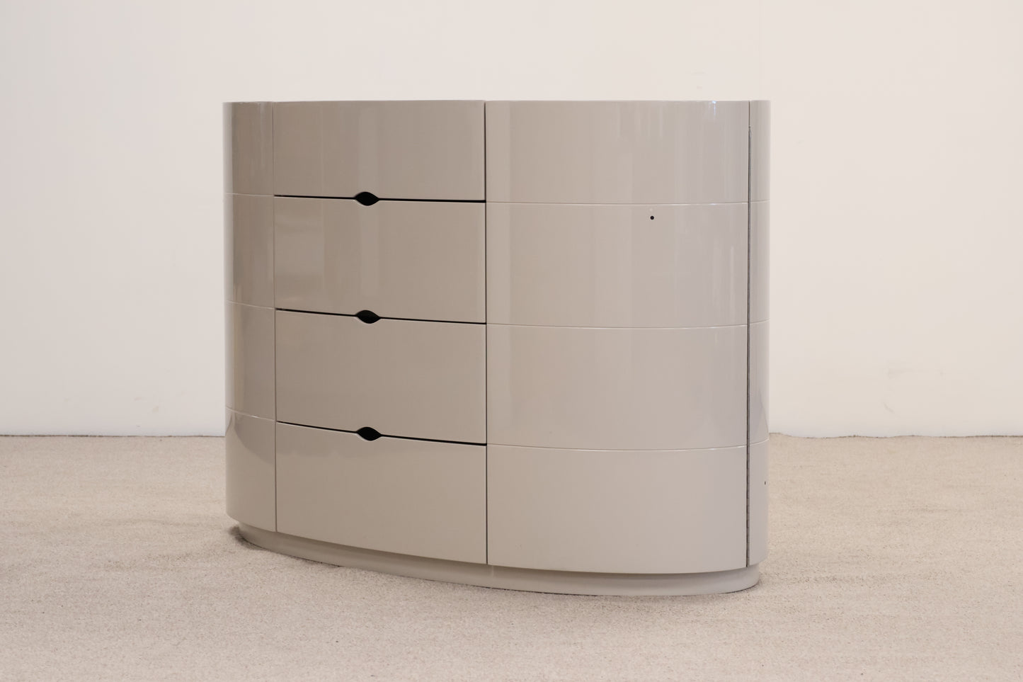Taupe Chest of Drawers with Glass Top