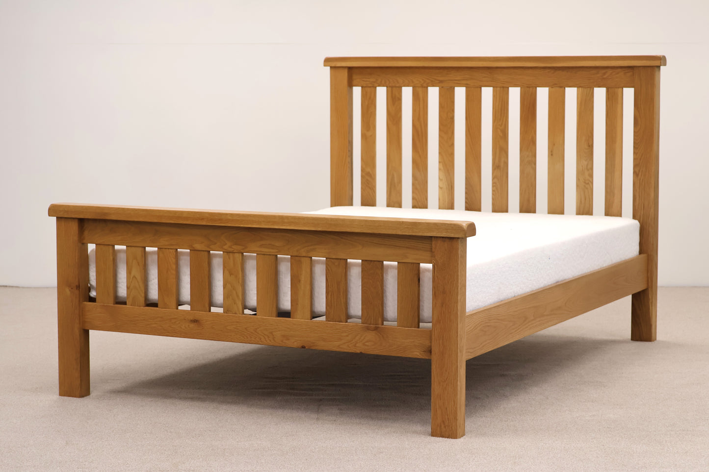 Oak Double Bed with Memory Foam Mattress