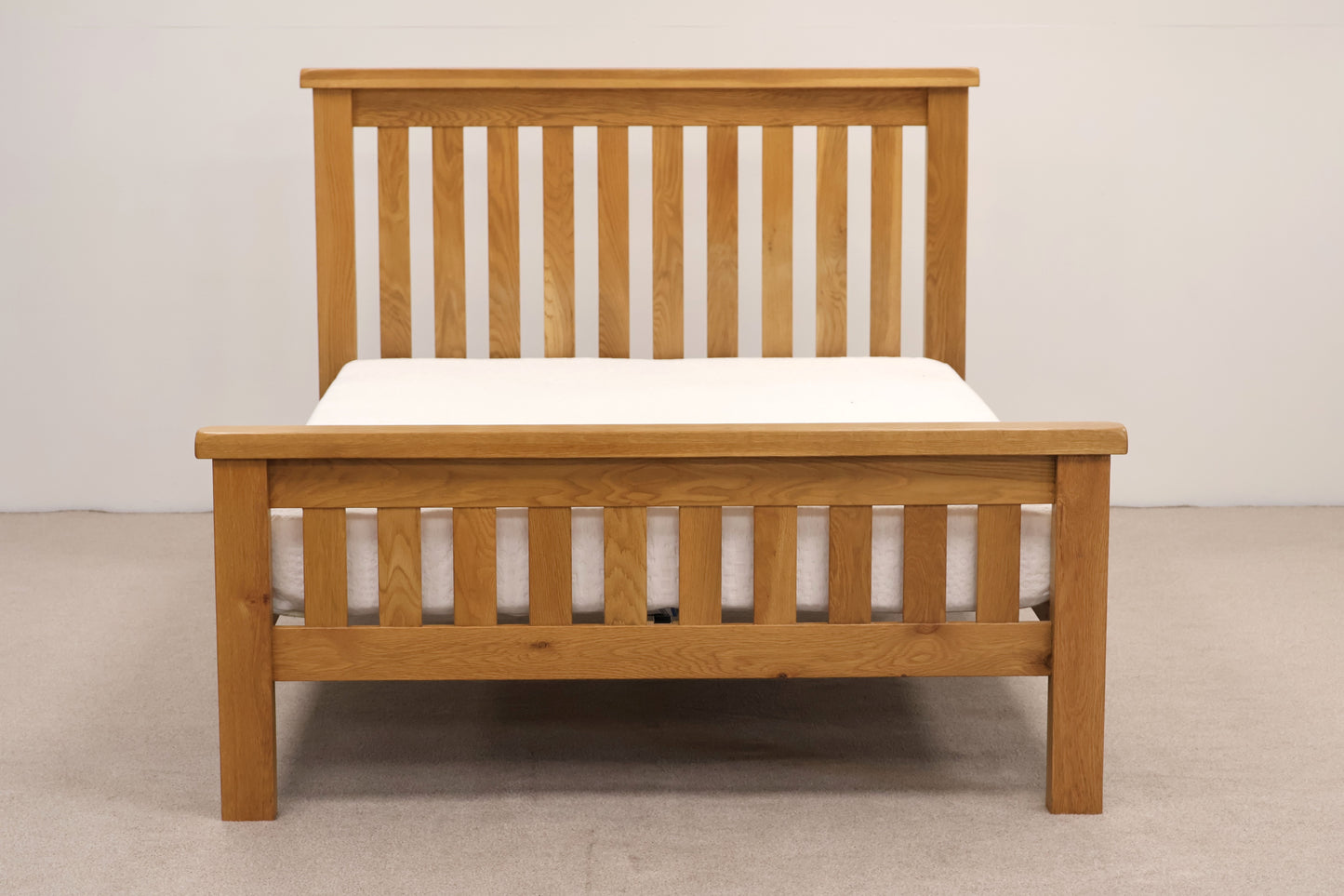 Oak Double Bed with Memory Foam Mattress