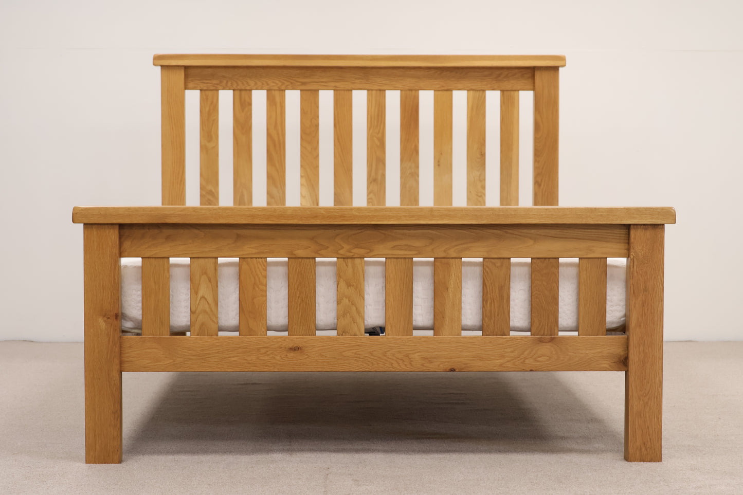 Oak Double Bed with Memory Foam Mattress