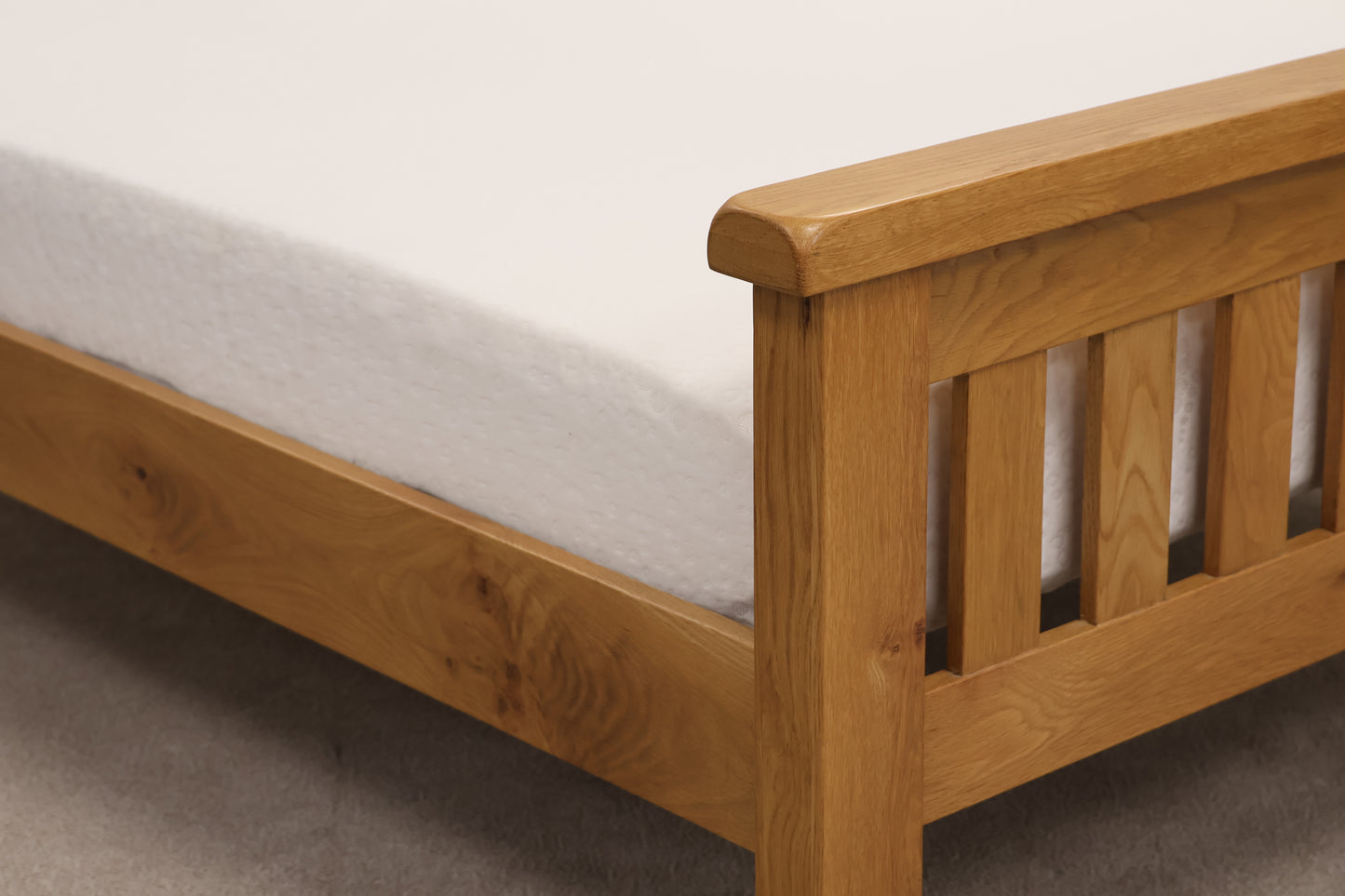 Oak Double Bed with Memory Foam Mattress