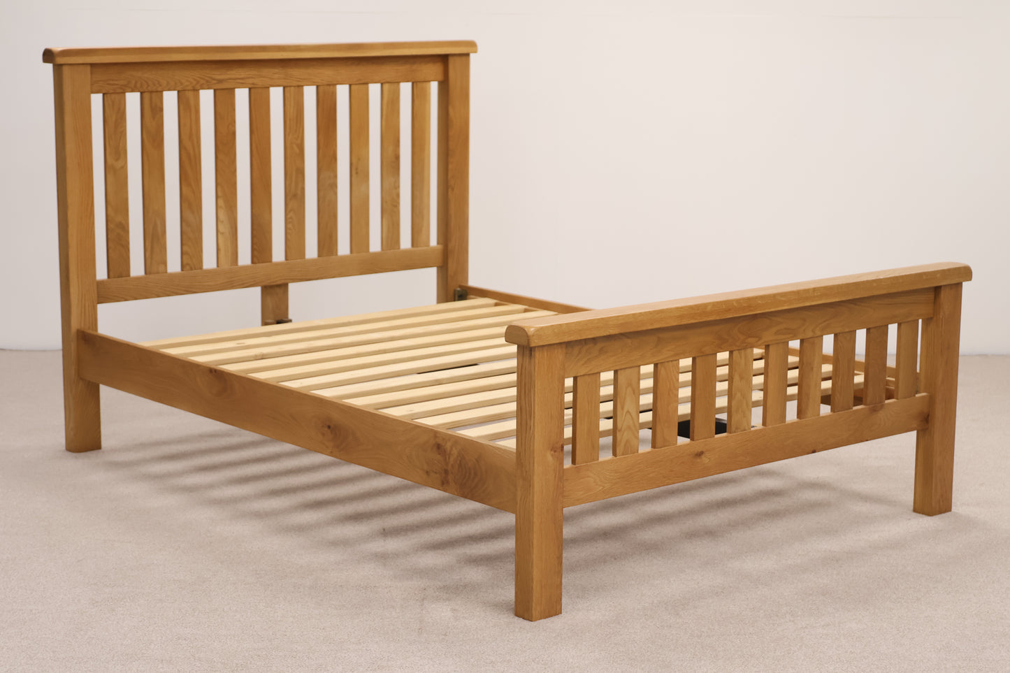Oak Double Bed with Memory Foam Mattress
