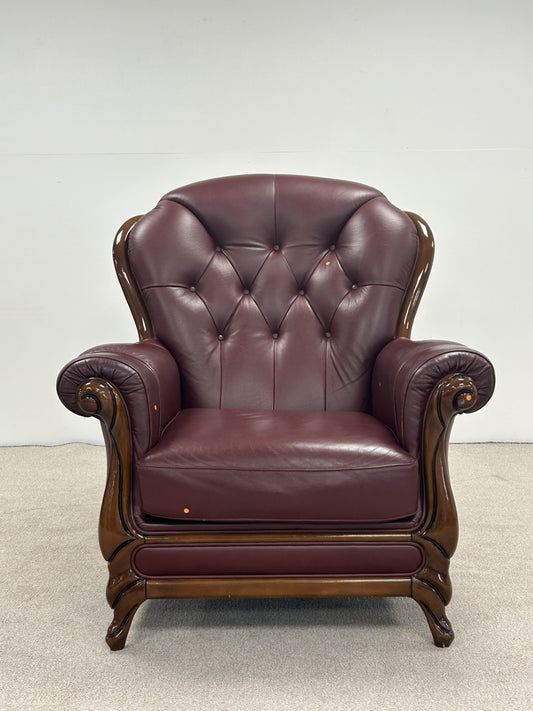 Burgundy High Back Armchair